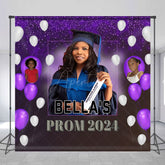 Aperturee - Custom Purple Balloon Congrats Grad 2024 Backdrop